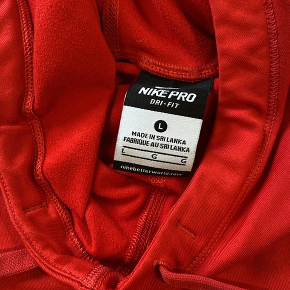 Nike Pro Hooded Red Pullover - Large - Picture 2 of 2
